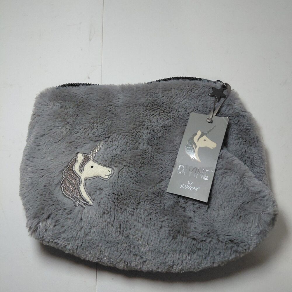 Jellycat Grey Unicorn Cosmetic Pouch Divine New with Tags Soft Toy Bag